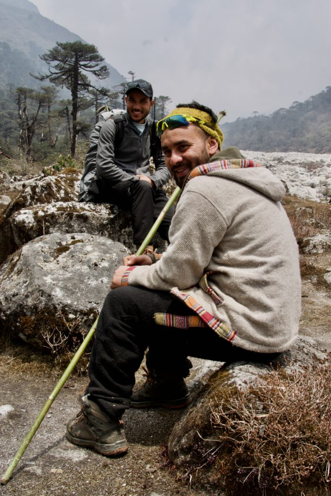 Harsh Mohan and Mohan waiting for the team at Kokchurang