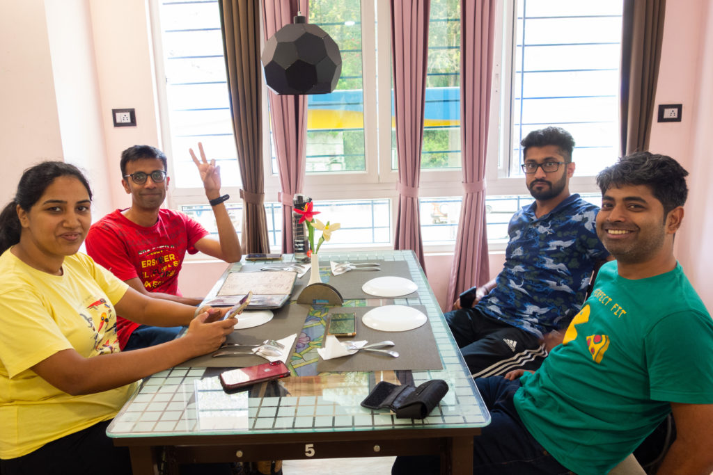 Sweatha, Ashwin, Mayank, and me at Hotel Doklam. All the vehicles stopped here for lunch.
