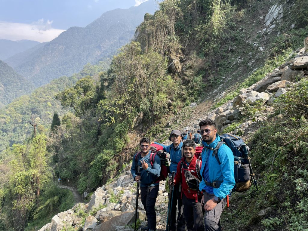 On our way to Kanchendzonga National Park entrance. L-R: Rajdeep, Ashwin, me, Mayank (Pic: Ashwin)