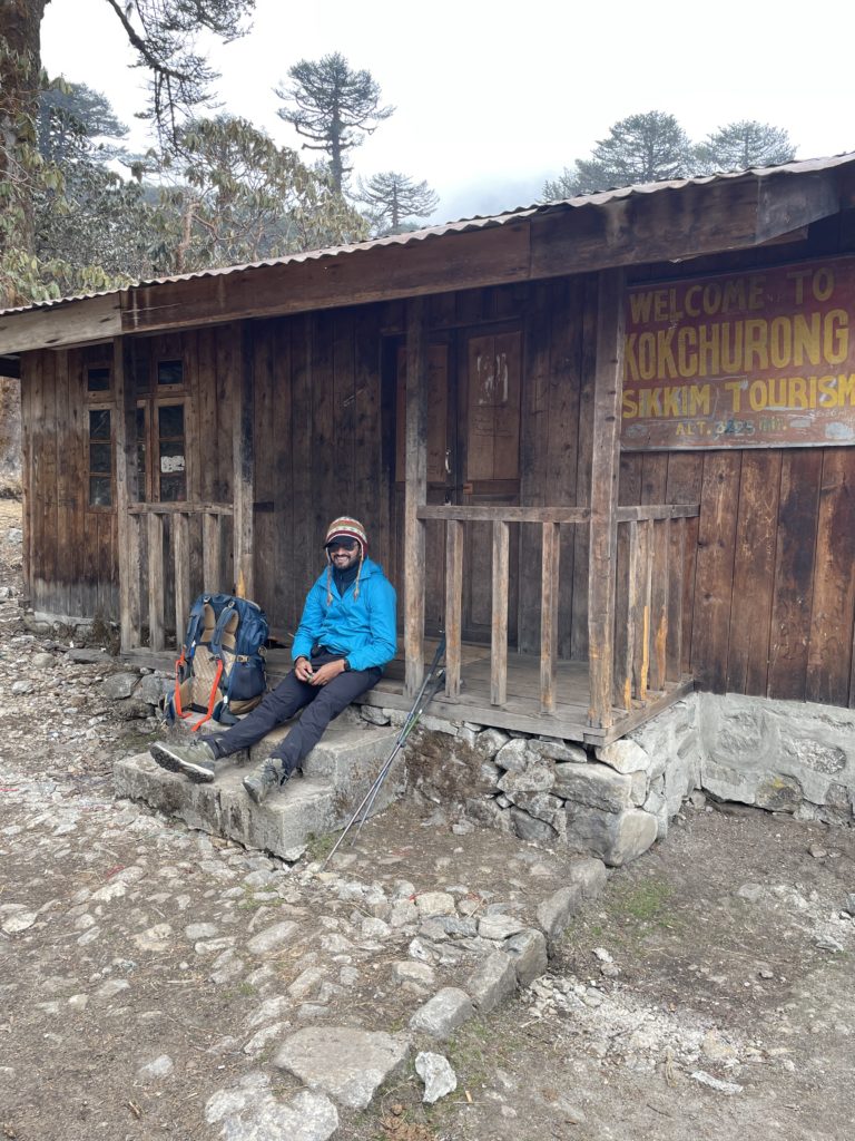Mayank resting in front of Kokchurang trekker&rsquo;s hut. (Pic: Ashwin)