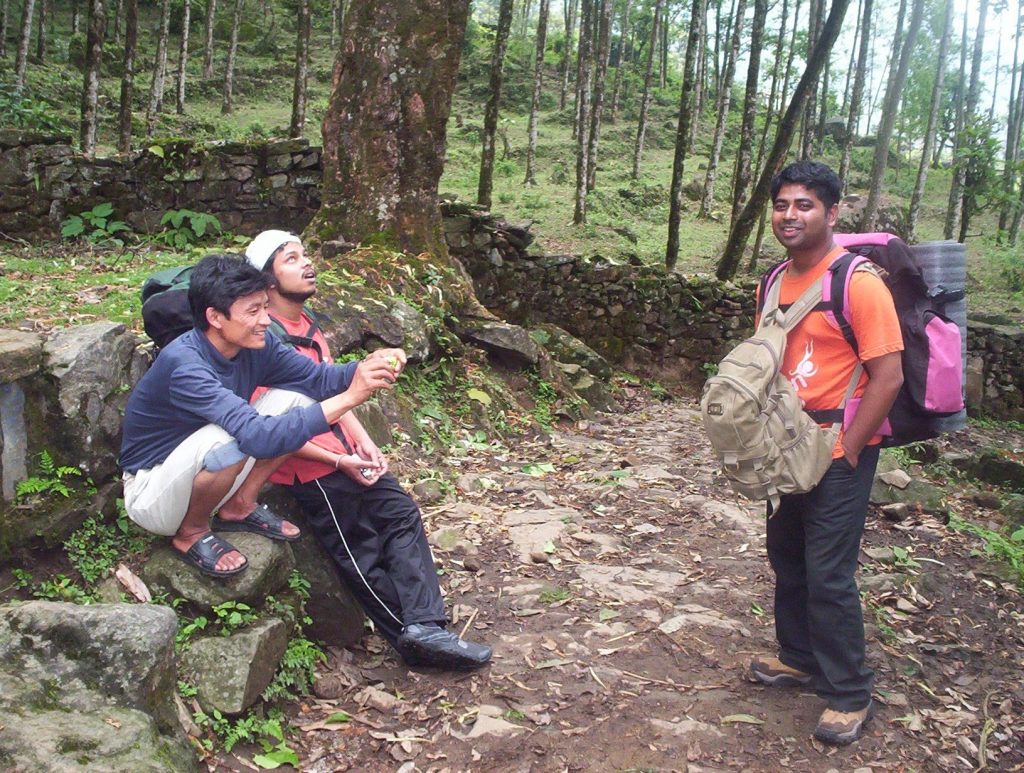 This is how Bhanu and I carried our stuff. Partho and Prabir only had a rucksack on their back.