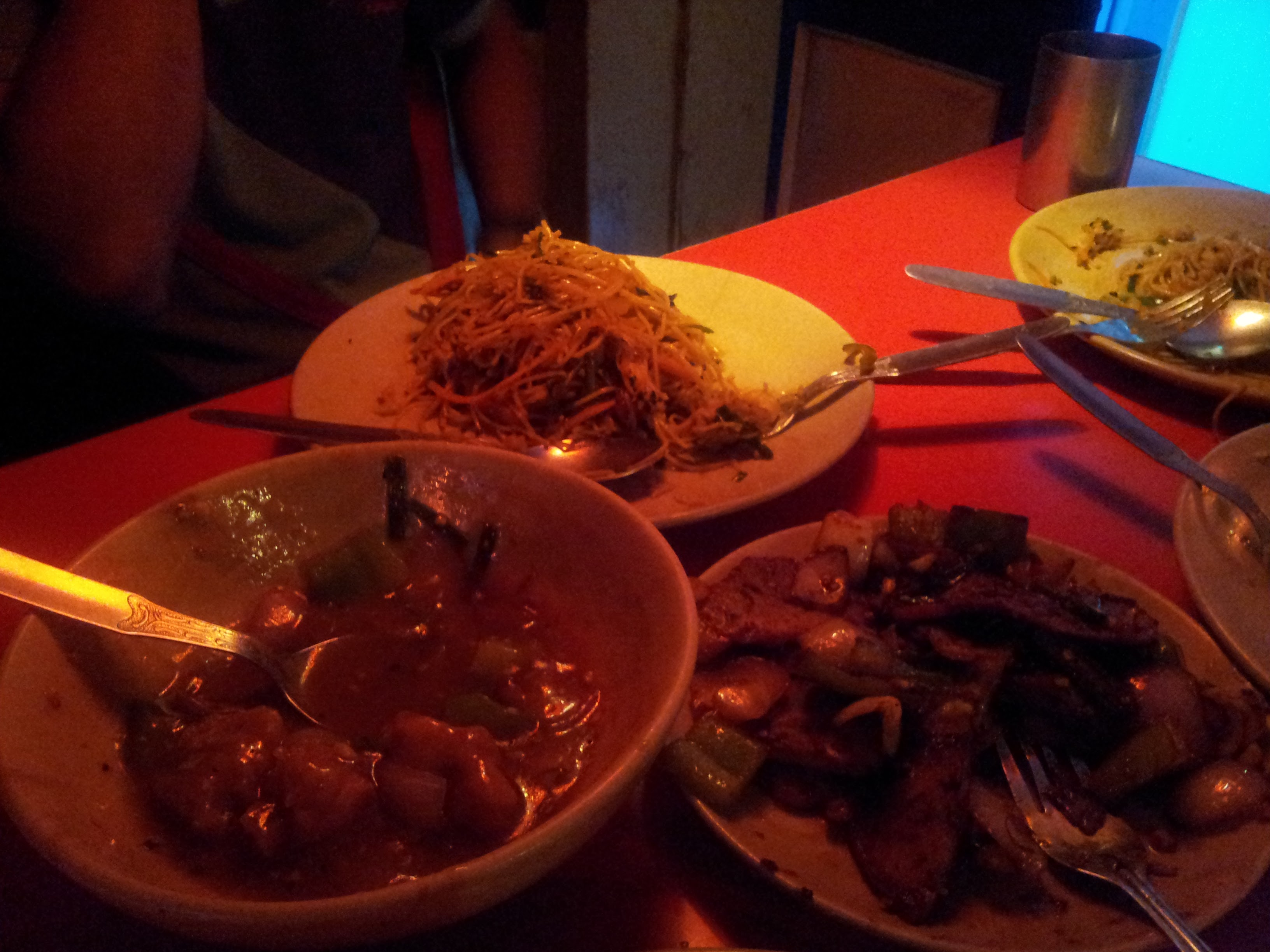 Chicken in Oyster sauce, Fried Chili Pork and Mixed Fried Rice.