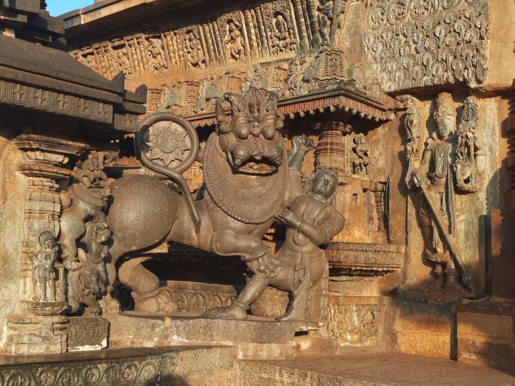 A sculpture of the Hoysala Crest